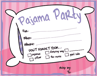 Pajama Party Invitations on Slumber Party Invitation